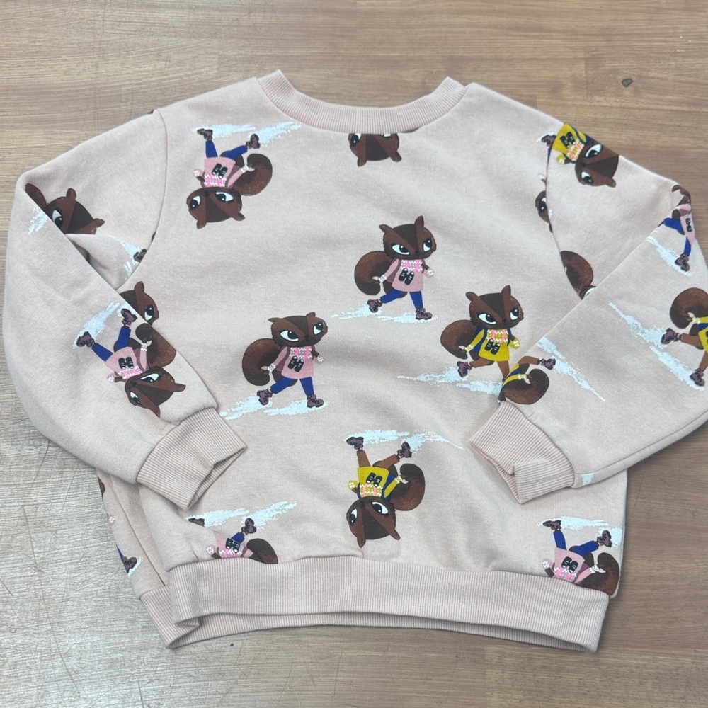 H&M Light Pink Squirrel Print Sweatshirt